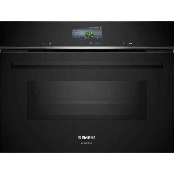 Siemens iQ700 CM776GMB1F Einbaubackofen kompakt mit Mikrowellenfunktion, 60 x 45 cm, Schwarz, Edelstahl, AutoClean (inkl. Lieferung zum Aufstellungsort)