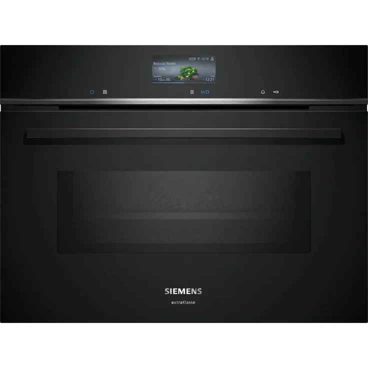 Siemens iQ700 CM776GMB1F Einbaubackofen kompakt mit Mikrowellenfunktion, 60 x 45 cm, Schwarz, Edelstahl, AutoClean (inkl. Lieferung zum Aufstellungsort)