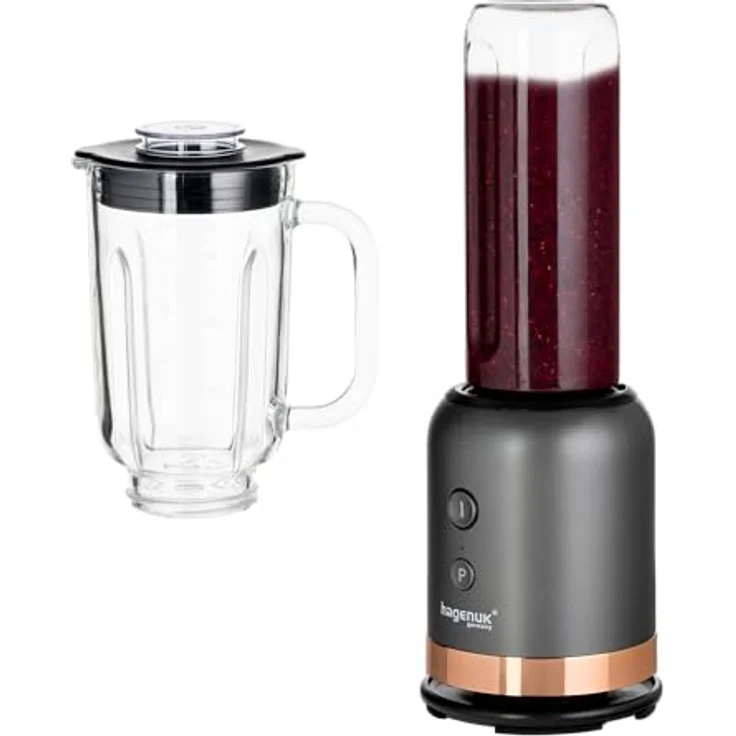 HAGENUK 2in1 Glasmixer To Go | 350 Watt | Glasmixbehälter | To Go Becher aus Tritan Kunststoff | BPA Frei – Bild 4