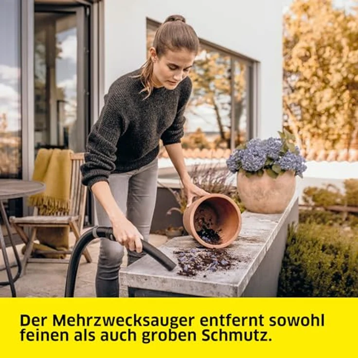 Kärcher WD 3 P V-19/4/20, Nass-/Trockensauger mit 19 l Kunststoffbehälter, 1.000 W, integrierte Steckdose für Elektrowerkzeuge, inkl. Patronenfilter und Vliesfilterbeutel – Bild 2