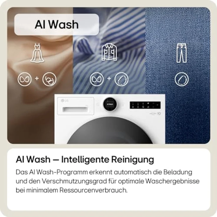 LG F4WX9092 Waschmaschine, 9 kg Kapazität, 1.350 U/min, Weiß mit schwarzem Bullaugenring – Bild 2