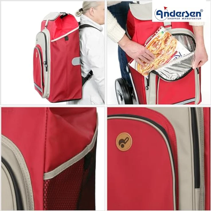 Andersen Einkaufstrolley - Royal Shopper Hydro 2.1 rot 62 L Bike, Einkaufsroller, Rucksack, Thermo, Aluminium, klappbar, Kugellagerad – Bild 5
