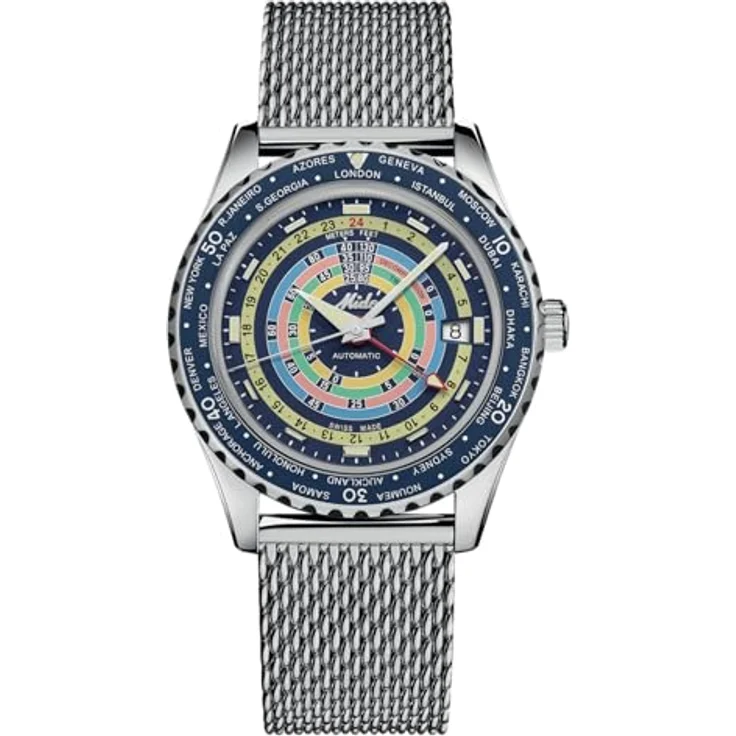 MIDO Decompression Worldtimer M0268291704100 Herren Automatikuhr 80h Gangreserve, Edelstahlgehäuse, Silber – Bild 2