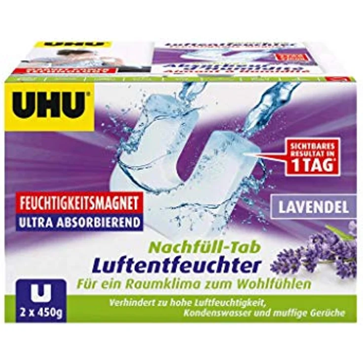 UHU Luftentfeuchter Feuchtigkeitsmagnet Lavendel, Effektive Feuchtigkeitsaufnahme für 2-3 Monate – Bild 2