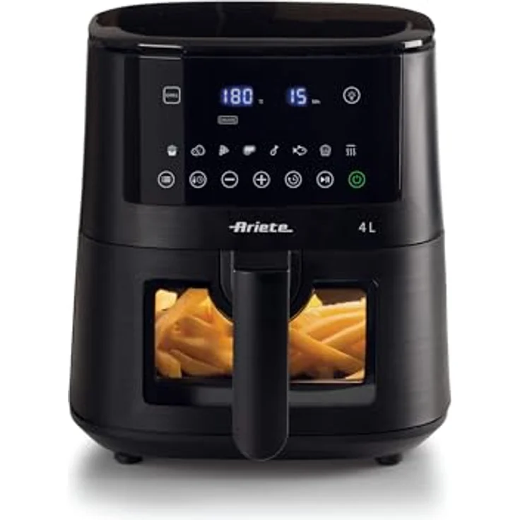 Ariete 4633 4L Heißluftfritteuse, 1400 W, 4L Fassungsvermögen, 9 Programme, Shake- und Grillfunktion, Temperatur bis 200°C, Schwarz – Bild 2