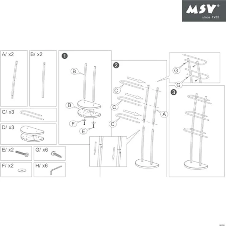 MSV Handtuchhalter für Hand- und Gästetücher Handtuchständer mit 3 Stangen - Handtuchstange verchromt ideal fürs Badezimmer – Bild 5
