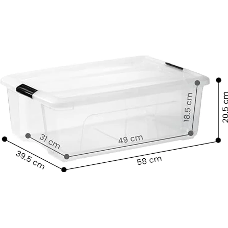 IRIS OHYAMA stapelbare Aufbewahrungsboxen mit Klickverschluss, Plastik, transparent Deckel, 30L, 6er Set – Bild 6