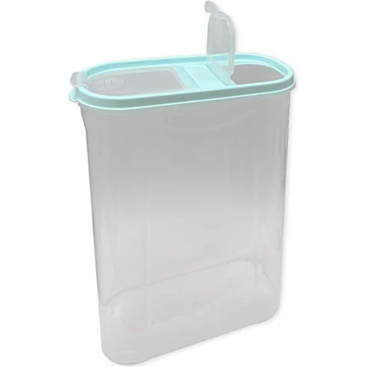 HAC24 6er Set Schüttdose Vorratsdose, Transparent mit hellblauen, rosa und flieder Deckel, Je 3x 1,4 Liter & 3x 2,8 Liter, Spülmaschinengeeignet und Lebensmittelecht – Bild 2