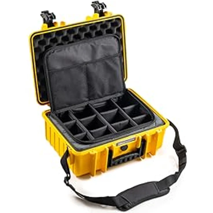 B&W International B&W Transportkoffer Outdoor Typ 4000 - Gelb - mit Fototasche - IP67 wasserdicht, staubdicht, bruchsicher - 30 Jahre Herstellgarantie – Bild 1