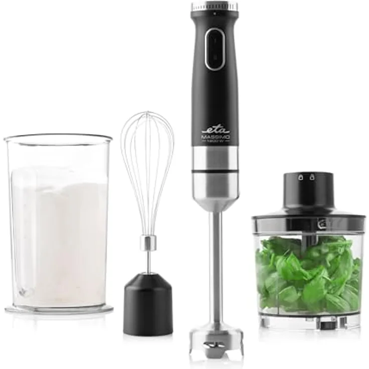 ETA Massimo I, Leistungsstarker Stabmixer mit 1200 W, Edelstahl, 4-Klingen-Messer, inkl. Zubehörset