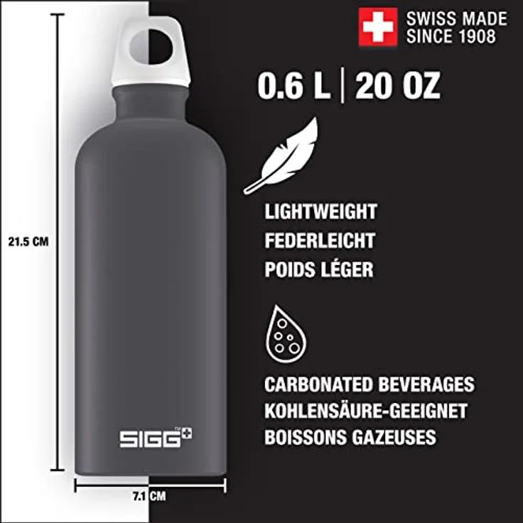 Sigg Lucid Shade Touch, Design Trinkflasche, 0.6 L, Aluminium, BPA Frei, Dunkel Grau – Bild 2