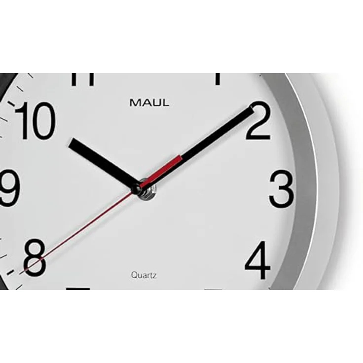 Maul Wanduhr MAULrun Ø 25 cm | stilvolle Quarzuhr | gut lesbar Dank großen Ziffern | Silber – Bild 3