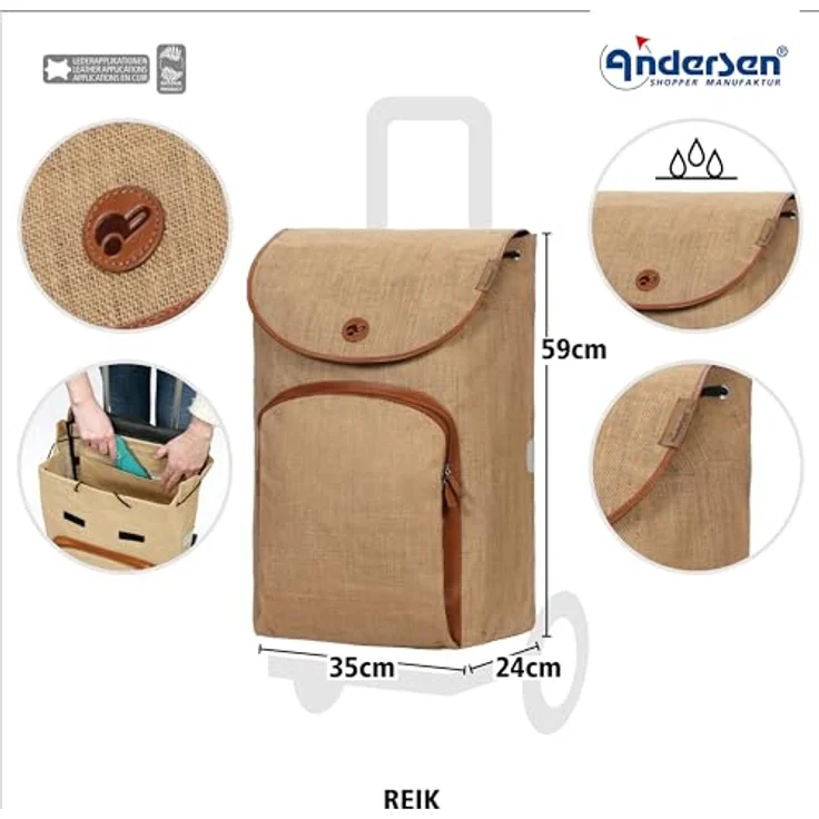 Andersen Shopper Royal Shopper Reik, Einkaufstrolley 59 cm, beige, 100% Polyester, 35 cm x 24 cm – Bild 3