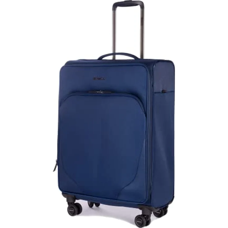 Stratic Mix Koffer Weichschale Reisekoffer Trolley Rollkoffer mittelgroß, TSA Kofferschloss, 4 Rollen, Erweiterbar, Größe M, Blau – Bild 4