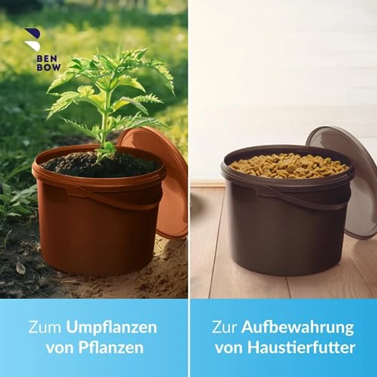 BenBow Eimer mit Deckel 10L, Braun BSR-, Luftdicht, Lebensmittelecht, BRC-, auslaufsicher – Bild 6
