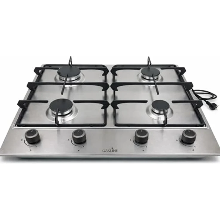 Böhme Einbaubackofen HB60F78PPX, Edelstahl mit Heißluft, 78L, versenkbare Knebel, Timer & Gasline Gaskochfeld 60 cm, 4 Brenner, LPG & Erdgas – Bild 3