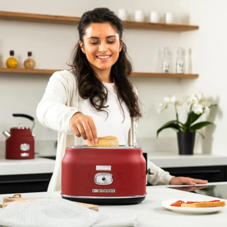 Westinghouse WKTT857RD Retro Serie Zwei-Schlitz Toaster rot – Bild 7