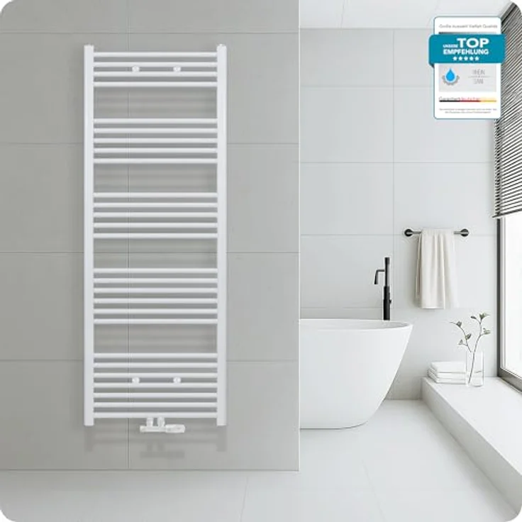 Belrad® Badheizkörper mit Mittelanschluss, Moderner Handtuchheizkörper aus Qualitätsstahl, Weiß pulverbeschichtet, Wandmontagefähig, Wasserbetrieben, Robuste & langlebige Badezimmer Heizung – Bild 3