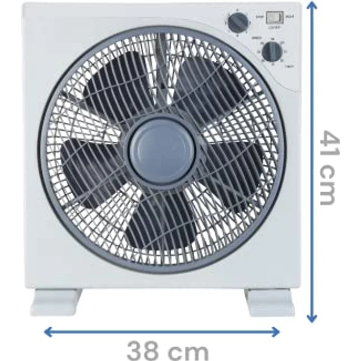ARDES - Tragbarer quadratischer Tisch- oder Bodenventilator mit 5 Flügeln und 3 Intensitätsstufen, 360-Grad-Drehung und Timer, Bodenventilator, weiß, Box Floor AR5B29 – Bild 4