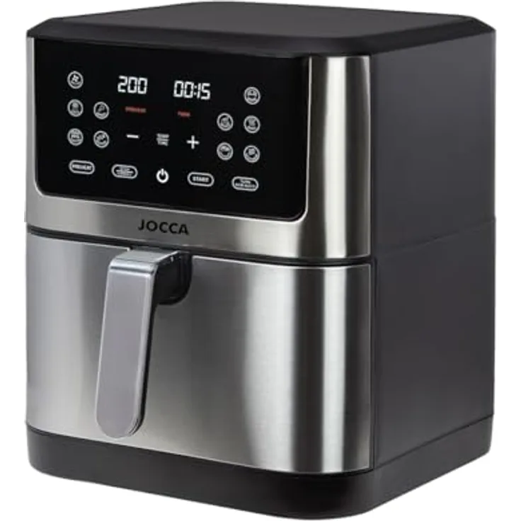JOCCA Heißluftfritteuse 8L, ölfreie Luftfritteuse mit LED Touch Screen, 1800W Leistung, einstellbare Temperatur, gesundes Kochen, Silber2