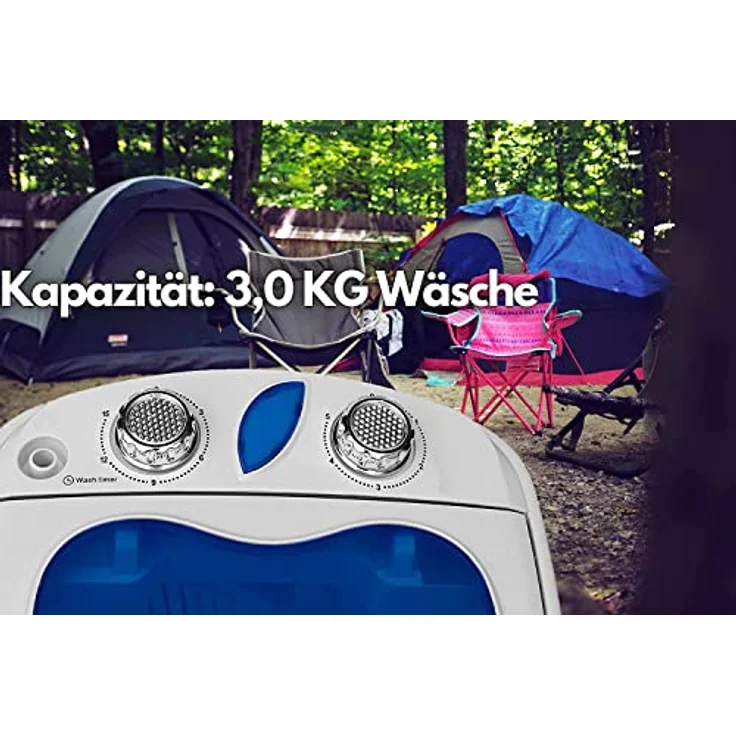 JUNG ADLER AD8051 Mini Waschmaschine mit Schleuder blau, Waschautomat bis 3 KG, Reisewaschmaschine, Miniwaschmaschine, Camping Mobile Waschmaschine, Toploader (1 Kammer) – Bild 4