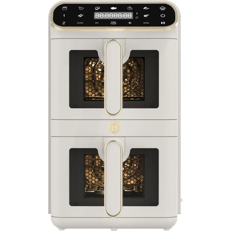 Berlingerhaus BH-9803, Doppelfritteuse 55 + 55 l Sahara Collection, Creme matt, digitale Temperaturanzeige, antihaftbeschichtet