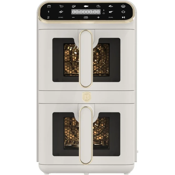 Berlingerhaus BH-9803, Doppelfritteuse 55 + 55 l Sahara Collection, Creme matt, digitale Temperaturanzeige, antihaftbeschichtet