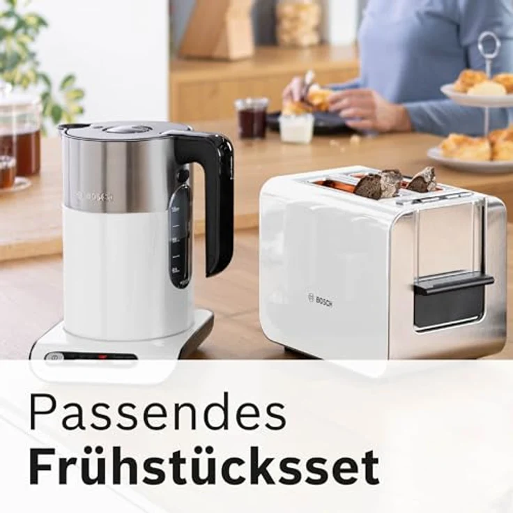 Bosch Toaster Styline TAT8611N, integrierter Brötchenaufsatz, Liftfunktion, Auftaufunktion, Abschaltautomatik, Brotzentrierung, 800 W, Edelstahl/weiß – Bild 6