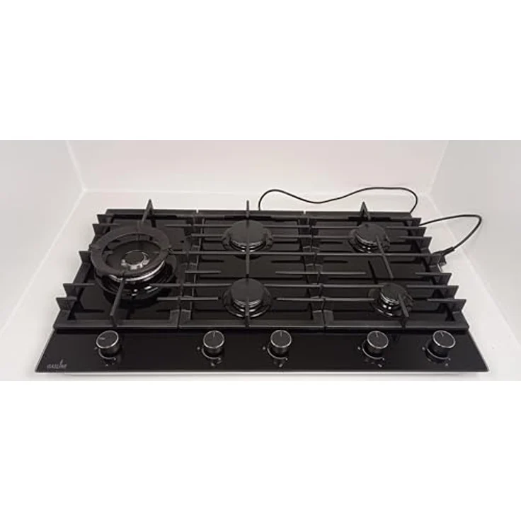 Gasline GAG90GLG Gaskochfeld 90cm Schwarz Glaskeramik mit 5 Brennern WOK Brenner 4,2 kW, 3,8kW Wok Brenner, autark, Erdgas 20mbar / Propangas 50mbar – Bild 3