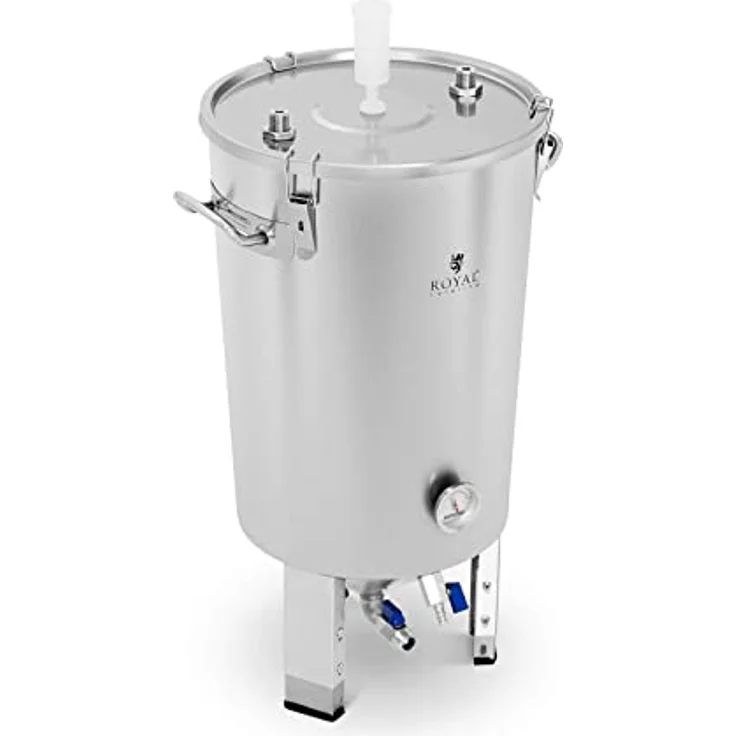 Royal Catering RCBM-45CFC, 30 l Maischekessel mit Kühlspirale, Edelstahl, Thermometer und doppeltem Ablasssystem – Bild 1