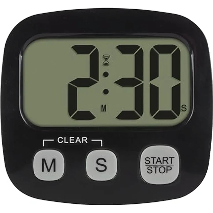 TFA Dostmann Digitaler Kurzzeitmesser 38.2057.01, Küchen-Timer mit Stoppuhr, Uhrzeit-Anzeige, magnetisch, großes Display, schwarz – Bild 3