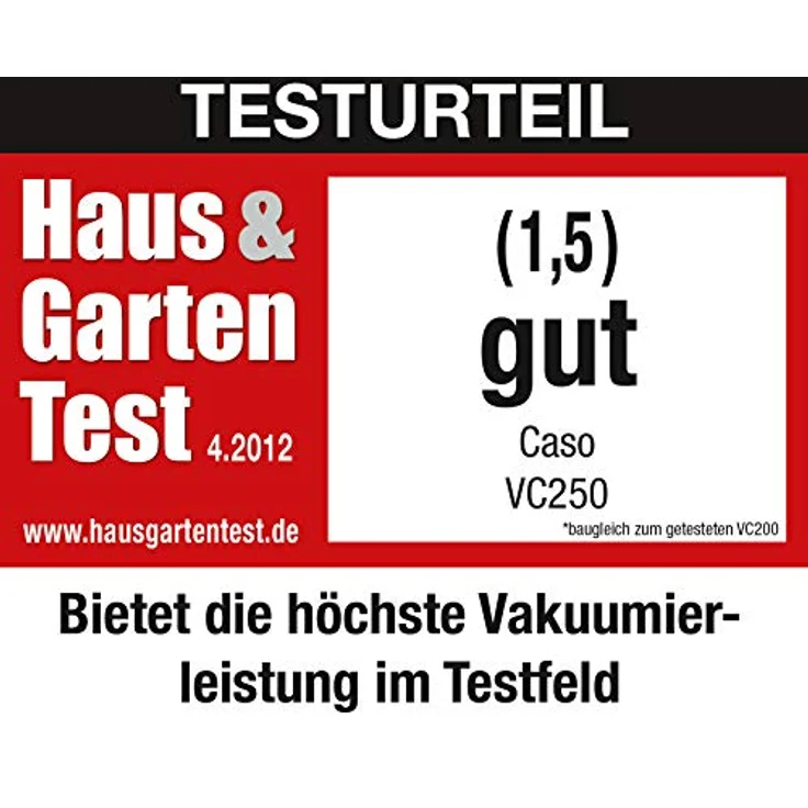 CASO VC 250 Vakuumierer doppelte Schweißnaht 30 cm, mit Folienbox, Cutter und Schlauch für Vakuumbehälter, inkl. 2 Folienrollen Edelstahl Abdeckung – Bild 3