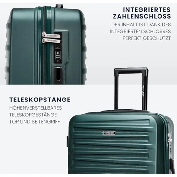 WITTCHEN Skyspeed Line Medium Koffer, Hartschalenkoffer aus ABS mit Kombinationsschloss und Teleskopgriff, Grün, 67x45x26 cm, 3,6 kg – Bild 4