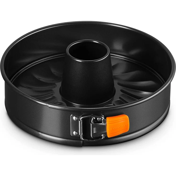 Le Creuset Springform mit Rohrboden, Backform aus Karbonstahl, Antihaftbeschichtung, 26 cm, Schwarz