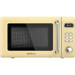 Cecotec Proclean 5110 Retro Yellow Digitale Mikrowelle mit Grill, 700 W, 5 Stufen, Timer bis 60 Minuten, 8 Programme und Auftaumodus, Vintage-Design in Gelb