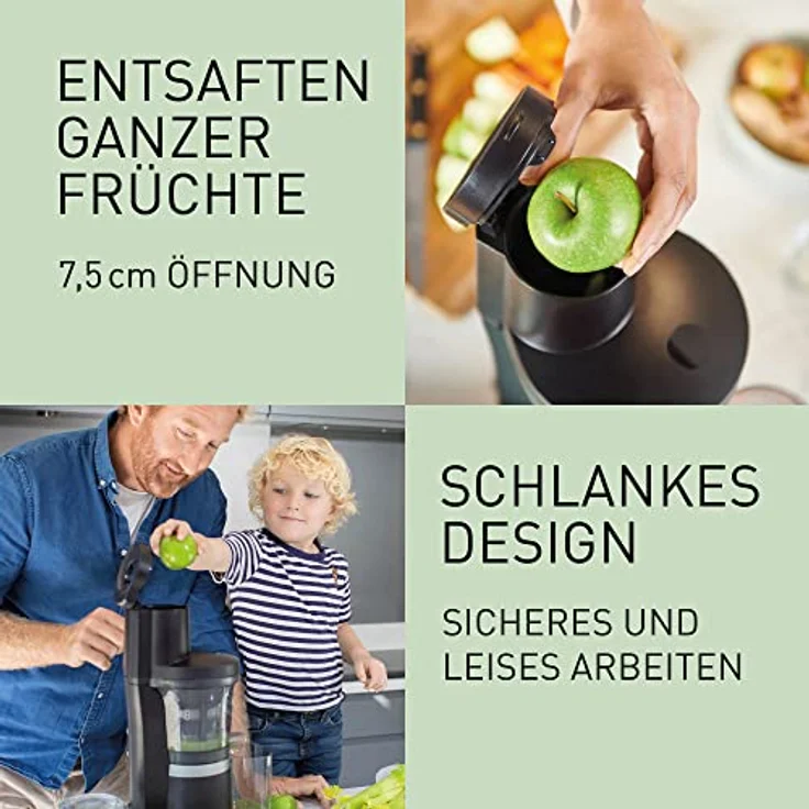 Panasonic Slow Juicer MJ-L700KXE (Entsafter Gemüse und Obst, Zitruspresse automatisch, Entsafter, Edelstahl, Kunststoff, 150 W, mattschwarz) – Bild 3