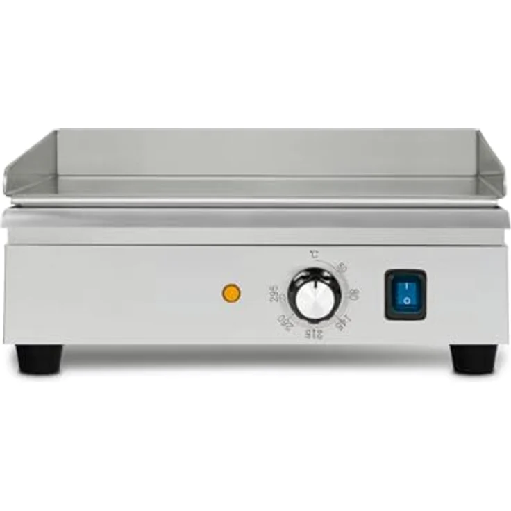 vertes FM19-G3-01 Tischgrill, elektrischer Grill mit 1400W Leistung, Edelstahl Gehäuse, glatte Grillplatte 32x26cm, Temperatur von 50 bis 300°C – Bild 2