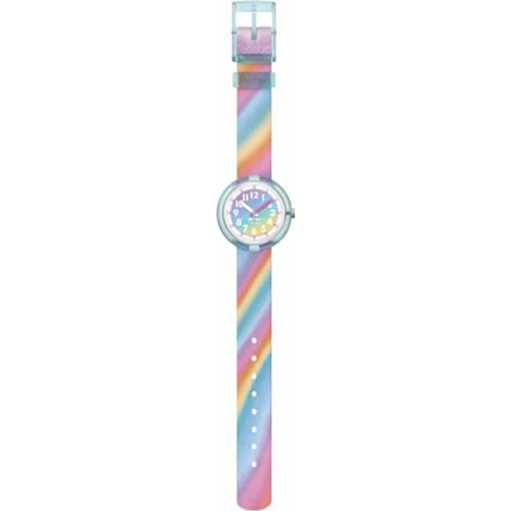 Flik Flak Montre Enfant Liquid Rainbow, Armbanduhr mit Quarzwerk, 31.85 mm Durchmesser, pinkes Armband, blaues Gehäuse, wasserdicht bis 3 Bar – Bild 2