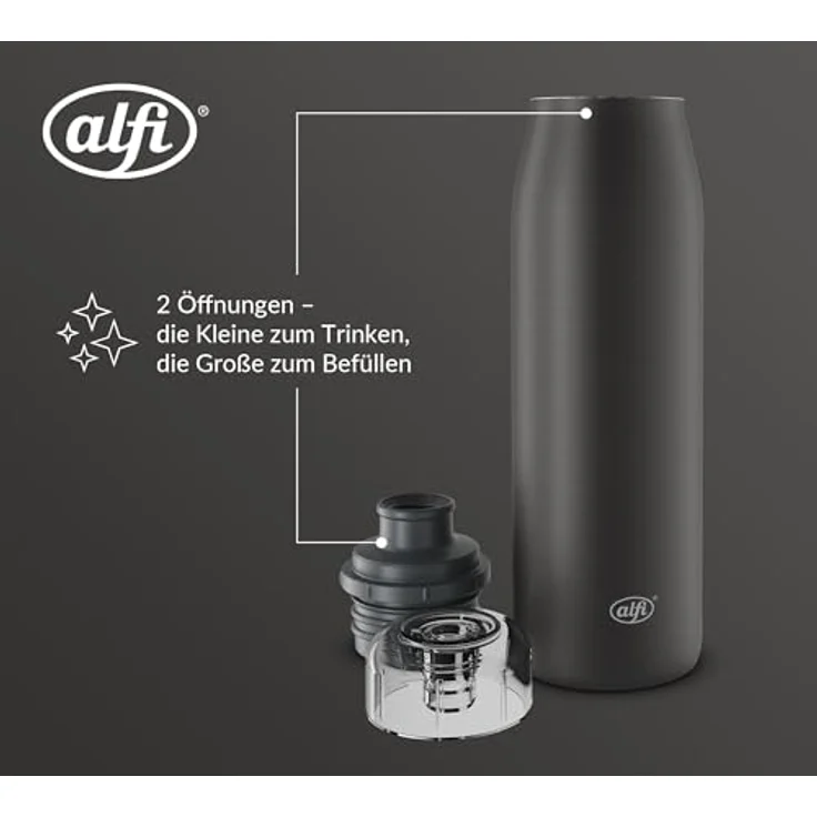 Alfi ISO Bottle, Isolierflasche Schwarz, Metall, 0,35 L, BPA-frei, doppelwandig, bruchsicher, 100% dicht, Vakuum, lebensmittelecht – Bild 5