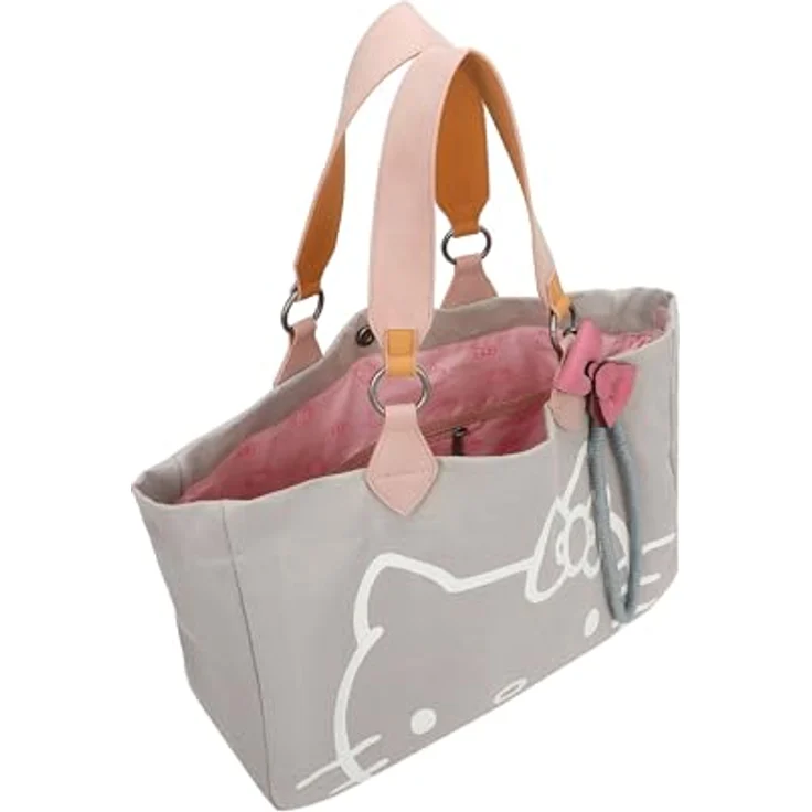 Fritzi aus Preußen Izzy Medium Hello Kitty, Canvas Shopper Tasche 42 cm, grau, 100% Baumwolle – Bild 5