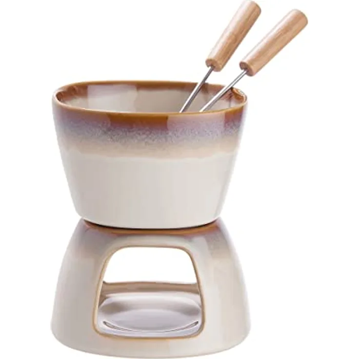 BUTLERS Schokoladenfondue AU CHOCOLAT für 2 Personen – 4 teiliges Set aus Keramik für Teelichter
