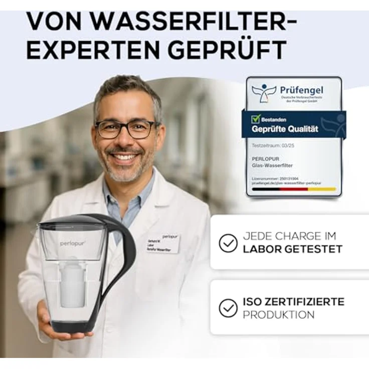 Glas-Wasserfilter anthrazit inkl. 12 Universal Filterkartuschen – Bild 3