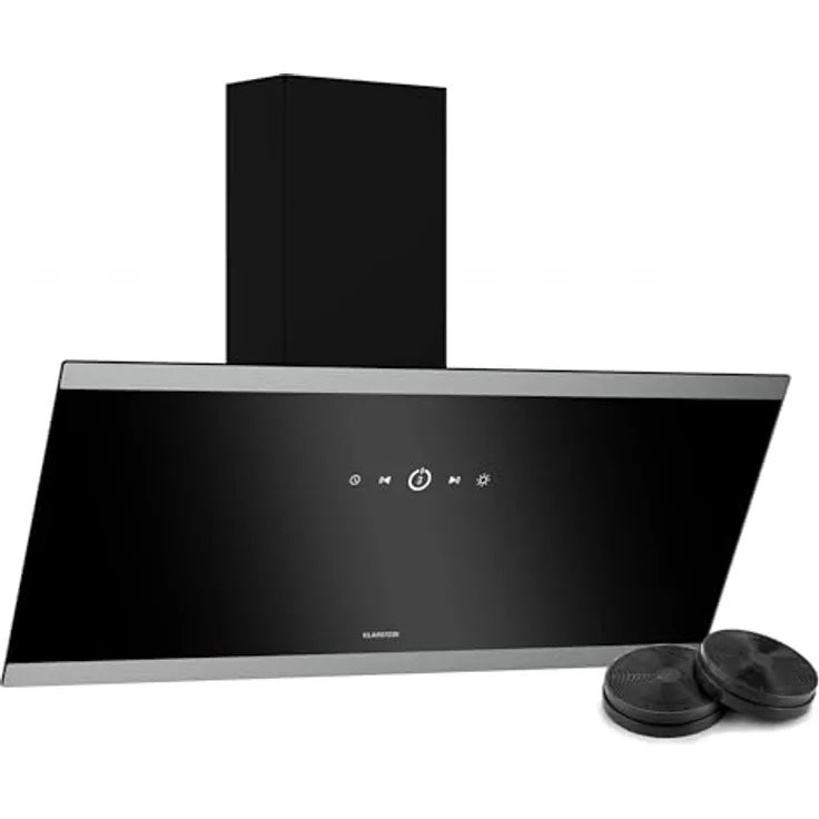 Klarstein FlashLine Dunstabzugshaube – 90 cm Kopffreihaube, Touchscreen, 524 m³/h, A++ Energieeffizienz, LED-Beleuchtung, 34,5 dB, Schwarz, Abluft- und Umluftbetrieb