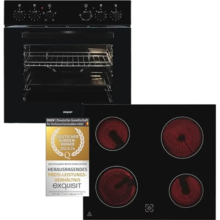 Exquisit Einbauherdset EHE246-020SET, schwarz, Kochfeld mit Ober- und Unterhitze – Bild 1