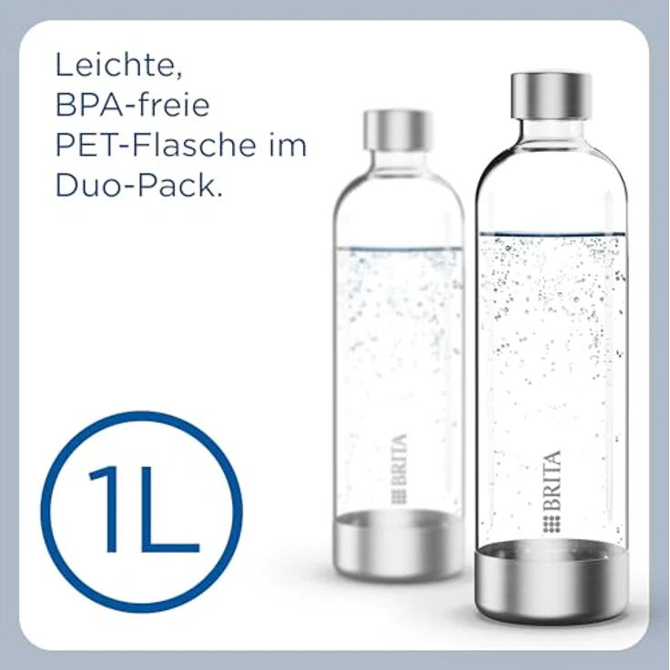 Brita PET-Flasche, für Wassersprudler, 2er-Set, 1 Liter, durchsichtig – Bild 2