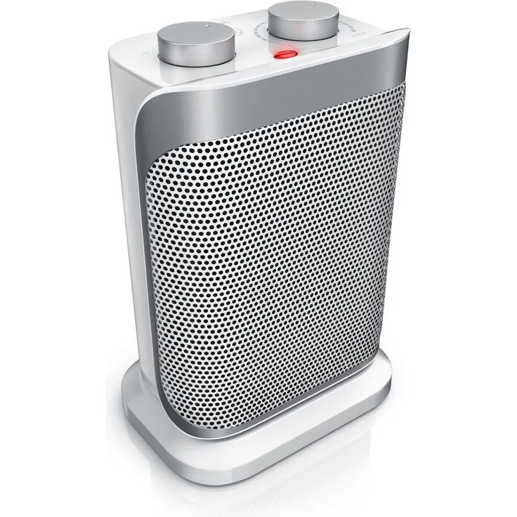 Brandson Keramikheizlüfter, 1500 W, mit Oszilationsfunktion, glänzend-weiß/silber