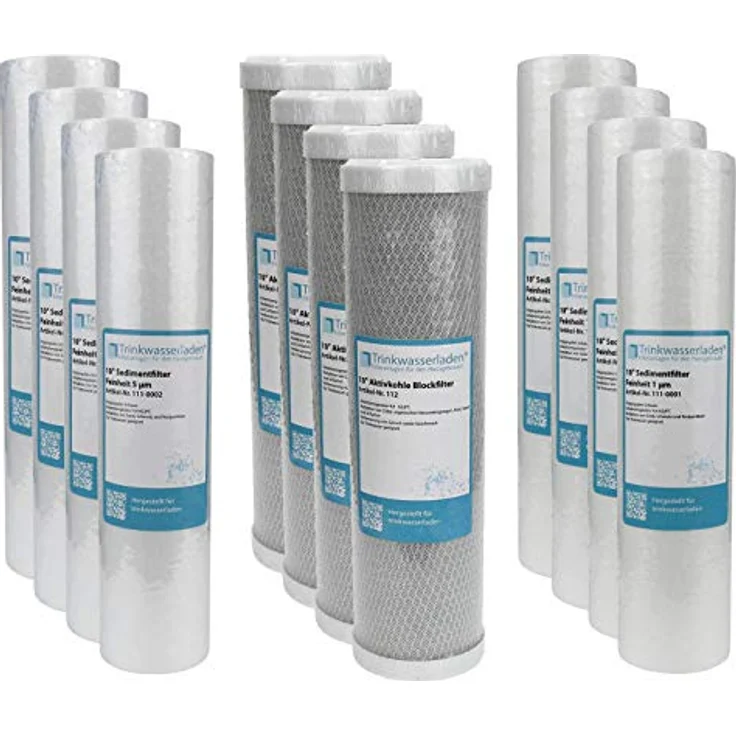 Trinkwasserladen Umkehrosmose 10 Zoll 12-teiliges Filterset, inkl. Sediment- und Aktivkohlefilter, 2 Jahre Lebensdauer – Bild 1