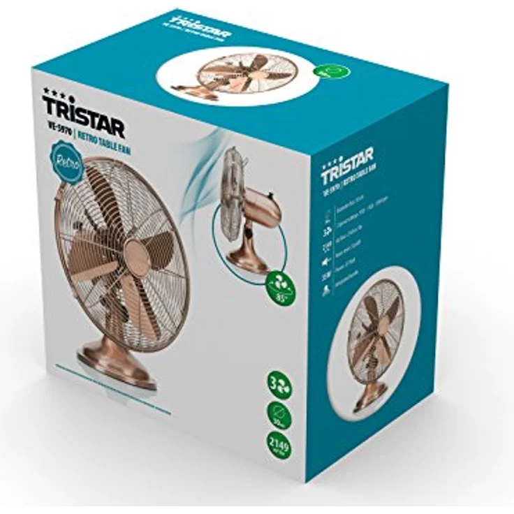 Tristar VE-5970 Retro-Tischventilator – 12 Zoll – Oszillierend – Kupferoptik – Bild 5