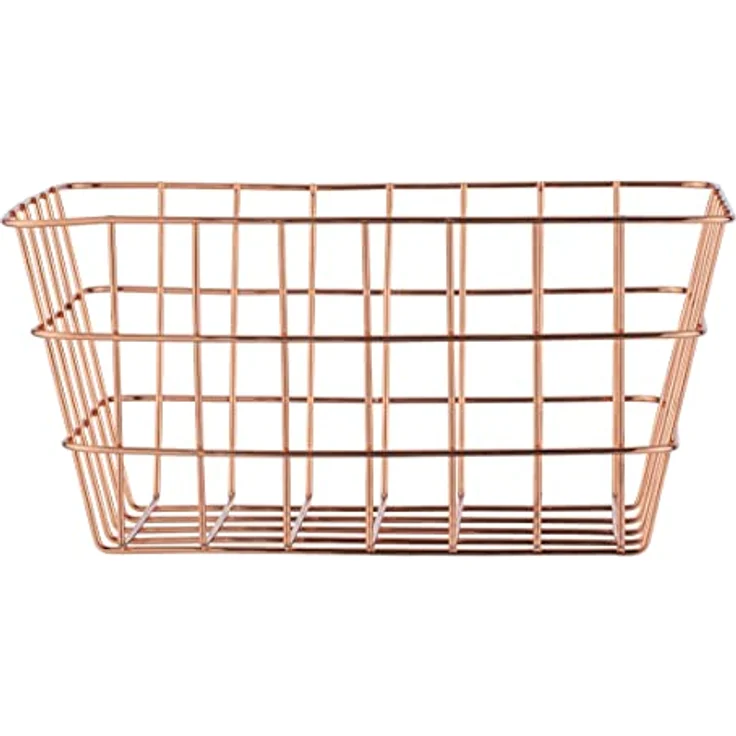 WENKO Badkorb Viana Kupfer, glamouröser Aufbewahrungskorb im angesagten Metall-Look in Kupfer, offenes Drahtdesign, hält Kosmetik, Bürste, Handtücher, etc. griffbereit, aus Metall, 18 x 25 x 12 cm – Bild 3