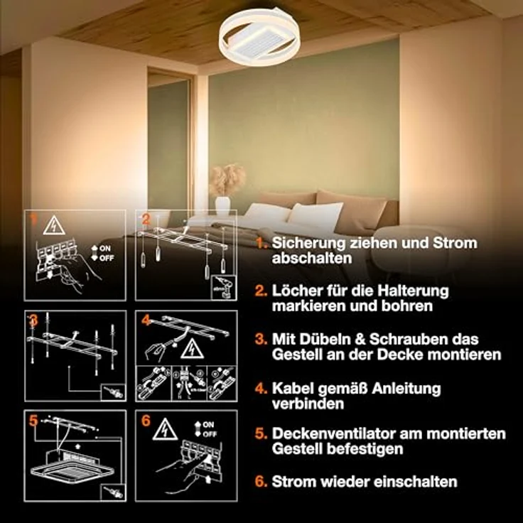 Osram LED Deckenleuchte Ceiling Fan Grill Ring 55W, Dimmbar, Tunable White, Fernbedienung, Weiss – Bild 7